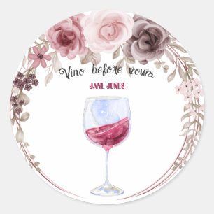 Sticker Rond Vino avant annonce marron et douche nuptiale rose