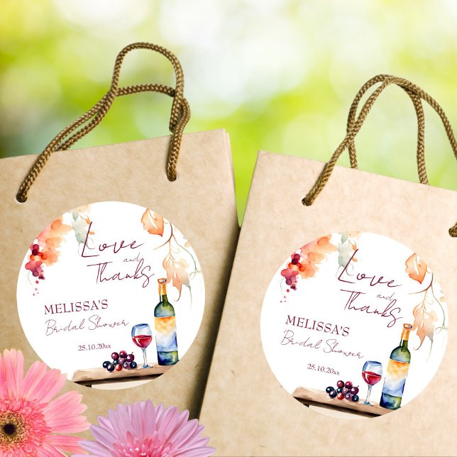 Sticker Rond Vino avant voeu vin nuptiale douche de faveur (Vino before vows winery bridal shower favors thank you favor sticker )