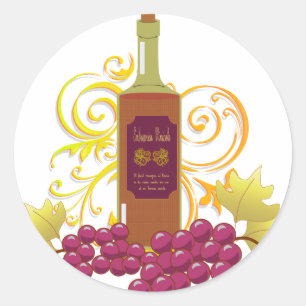 Sticker Rond Vins et raisins