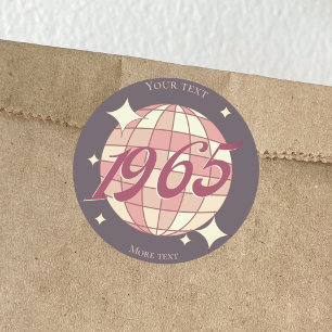 Sticker Rond Vintage 1965 60e anniversaire rétro violet