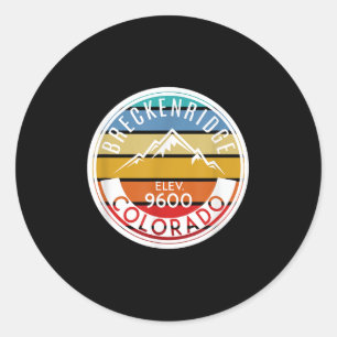 Sticker Rond Vintage 70 s 80 s Breckenridge Colorado Rocky Moun