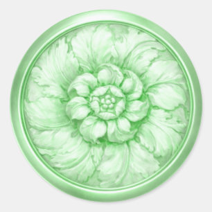Sticker Rond Vintage Baroque Look en relief Vert 7