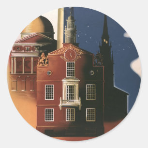 Sticker Rond Vintage Boston, Massachusetts Paul Revere's Ride