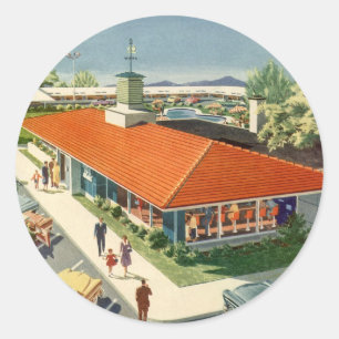 Sticker Rond Vintage Business, les années 50 Family Restaurant 