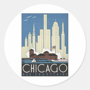 Sticker Rond Vintage Chicago Illinois