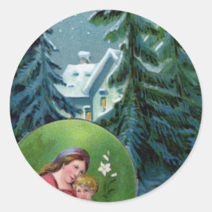Sticker Rond Vintage Christmas