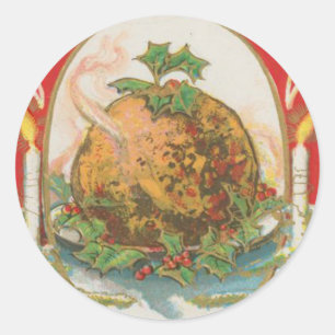 Sticker Rond Vintage Christmas Pudding