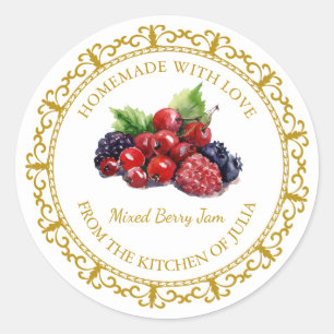 Sticker Rond Vintage confiture de baies mélangées maison Étique
