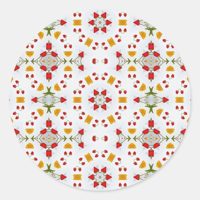 Sticker Rond Vintage de fleurs du milieu du siècle atomique (Devant)