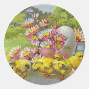 Sticker Rond Vintage de Pâques