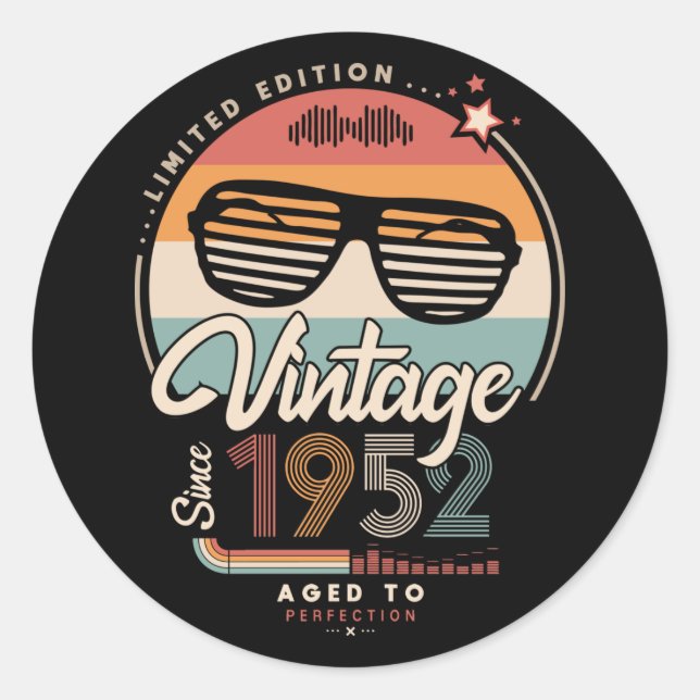 Sticker Rond Vintage depuis 1952 (Devant)