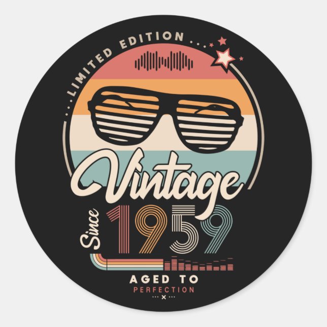 Sticker Rond Vintage depuis 1959 (Devant)