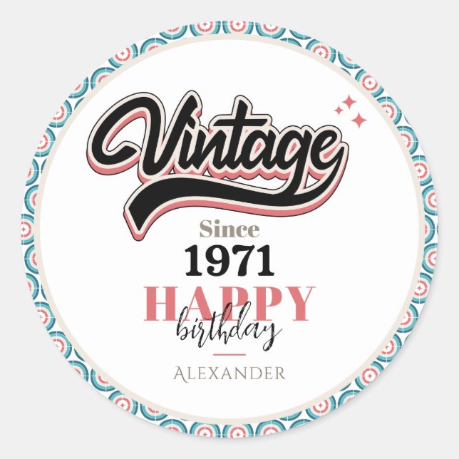 Sticker Rond Vintage depuis - 1971 (Devant)