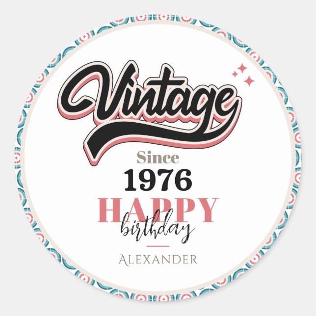 Sticker Rond Vintage depuis - 1976 (Devant)