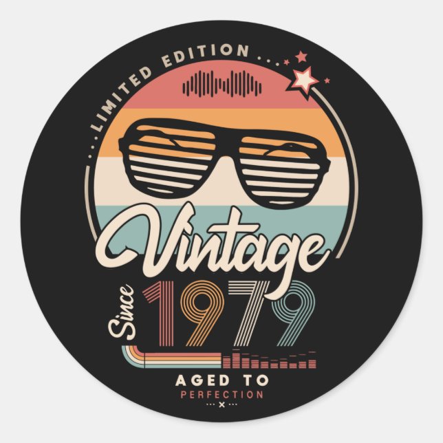 Sticker Rond Vintage depuis 1979 (Devant)