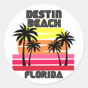 Sticker Rond Vintage Destin Beach Floride