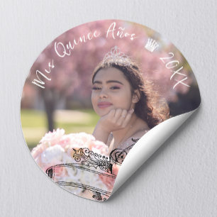 Sticker Rond Vintage Elegant Mis Quince Años Photo