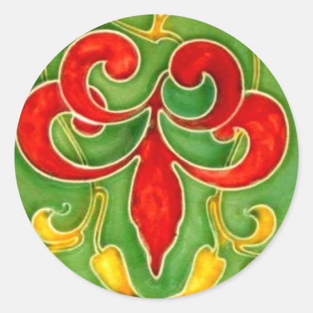 Sticker Rond Vintage Fleur de Lis Arts Carrelage Artisanat Art  (Devant)