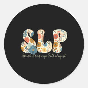 Sticker Rond Vintage Floral Slp orthophonie thérapie Rétro Slp