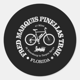Sticker Rond Vintage Fred Marquis Pinellas Piste cyclable Flori
