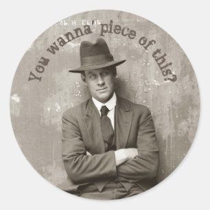 Sticker Rond Vintage gangster mafieux fusil drôle
