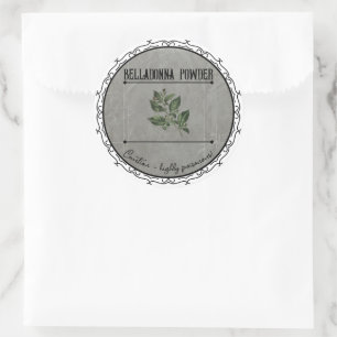 Sticker Rond Vintage Gothique Belladonna Potion Personnalisée H