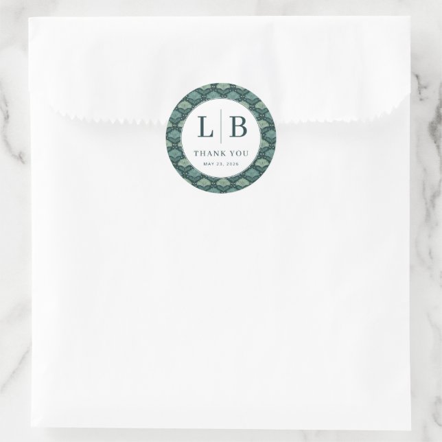 Sticker Rond Vintage Green Leaf Motive (Sac)