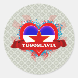 Sticker Rond Vintage J'aime la Yougoslavie
