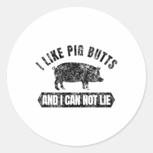 Sticker Rond Vintage J'Aime Les Boutons De Cochon Et Je Ne Peux