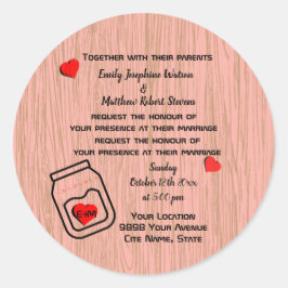 Sticker Rond Vintage mason jar wood grain theme wedding