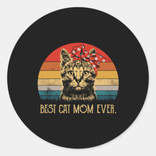 Sticker Rond Vintage Meilleur Chat Maman Jour Fun Mère Fête Mèr