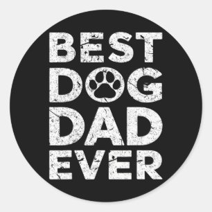 Sticker Rond Vintage Meilleur Chien Papa Jamais Fête des pères