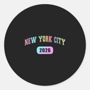 Sticker Rond Vintage New York City 2026 vacances voyage vacance