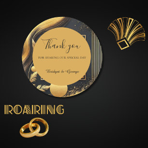 Sticker Rond vintage or noir mariage des années 1920