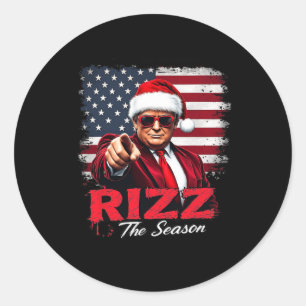 Sticker Rond Vintage Rizz La Saison Trump Noël Père Noël Paja