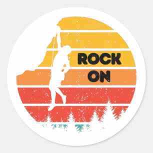 Sticker Rond Vintage rocheuse escalade rétro roche