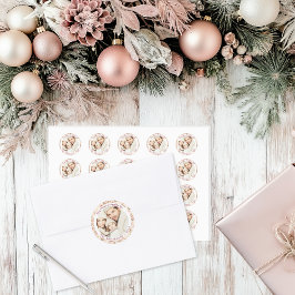 Sticker Rond Vintage rose floral personnalisable plat