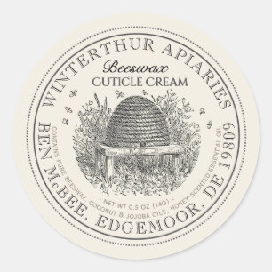 Sticker Rond Vintage Skep Ivory Beeswax Cuticule Creative Étiqu
