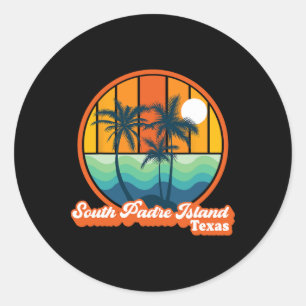 Sticker Rond Vintage South Padre Island Texas Summer 90s Beach