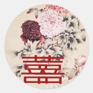 Sticker Rond Vintage Spring Double Happings/Mariage chinois