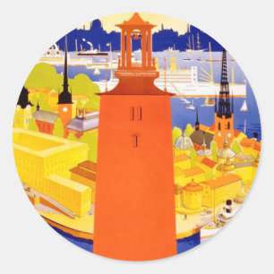 Sticker Rond Vintage Stockholm