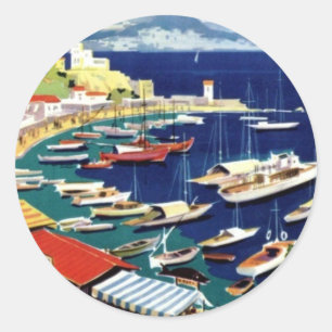 Sticker Rond Vintage voyage Athènes Grèce