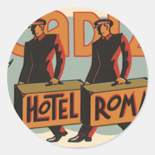 Sticker Rond Vintage voyage Bellhops Hotel Roma, Cadiz, Espagne