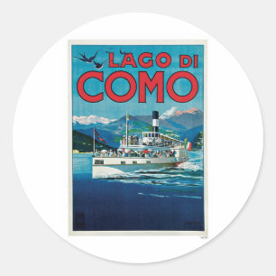 Sticker Rond Vintage voyage Lago Di Como Italie