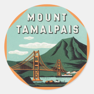 Sticker Rond Vintage voyage, montagne du Tamalpais ou Mont Tam