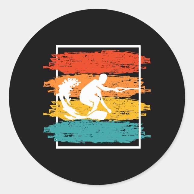 Sticker Rond Vintage Wakeboarding (Devant)