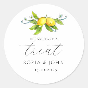 Sticker Rond Vintages citrons Mariage Prenez une gâterie