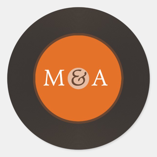 Sticker Rond Vinyl Record mariage personnalisé (Devant)