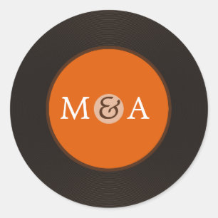 Sticker Rond Vinyl Record mariage personnalisé