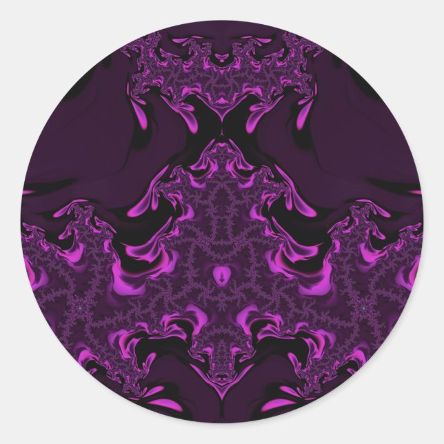 Sticker rond violet et chaud, fluoro rose~ classiq (Devant)